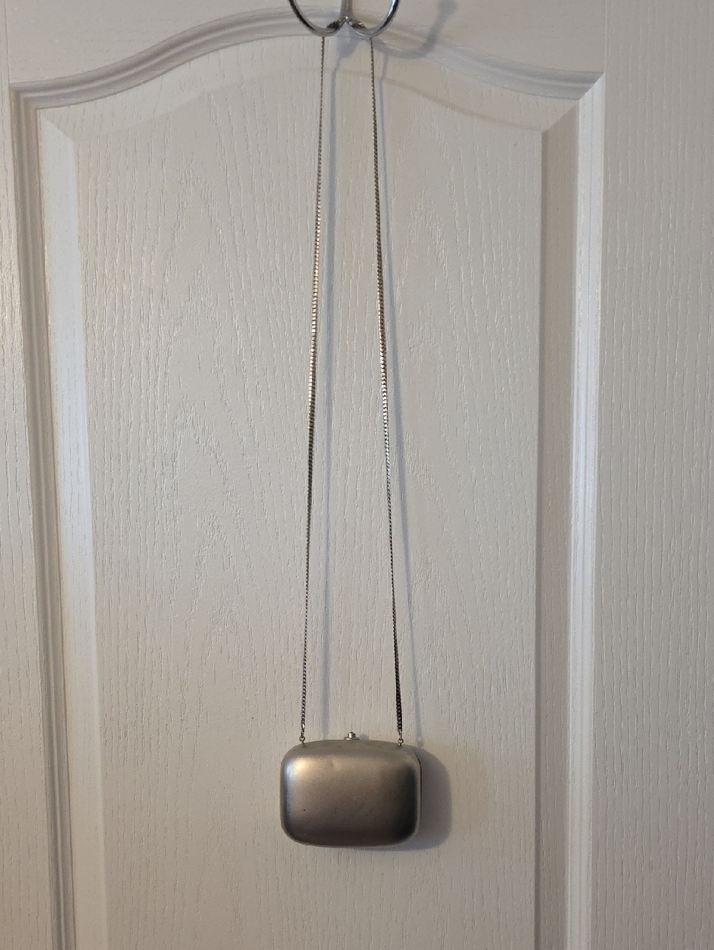 Silver Mini Box Clutch Crossbody